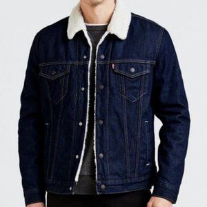 Levis Premium Sherpa Jean Jacket Dark Wash